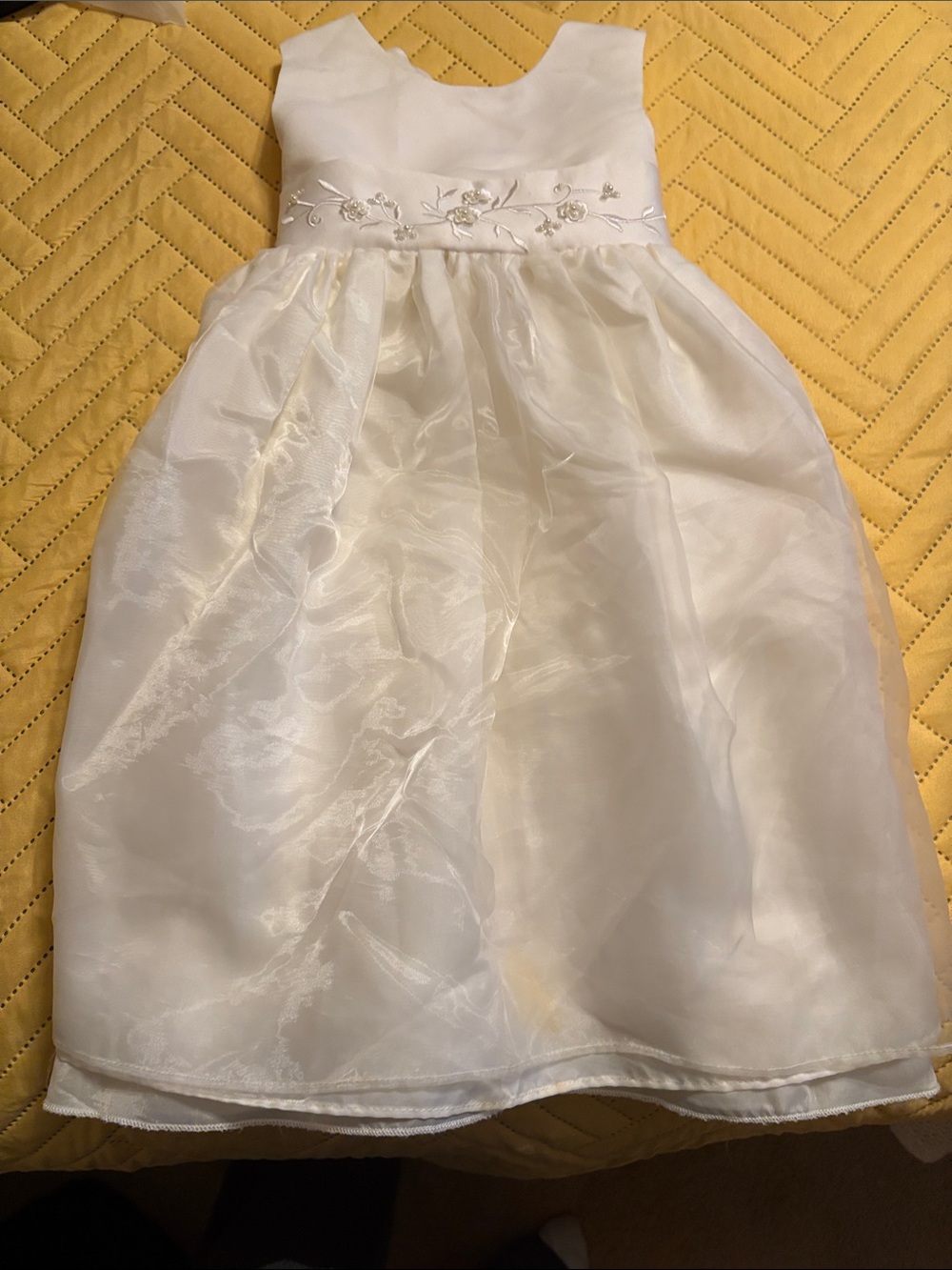 Little Miss Ivory Floral-Embroidered Party Dress